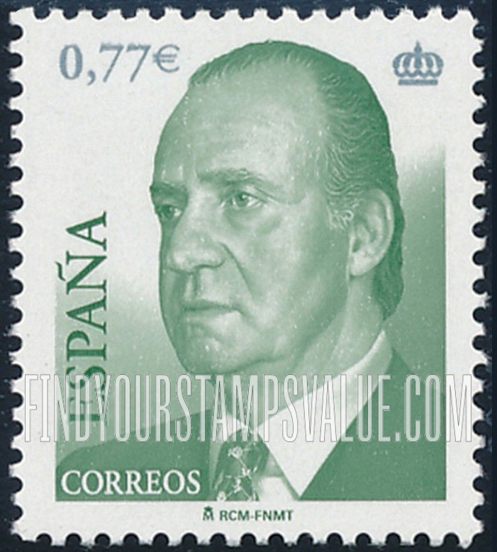 FindYourStampsValue: King Juan Carlos Type of 2001 With Euro Denominations Only