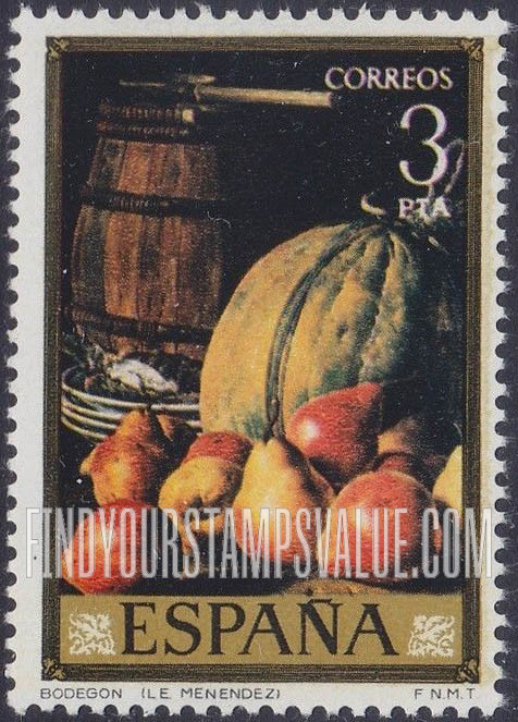FindYourStampsValue: Luis Eugenio Menendez Paintings: Pears, melon and barrel