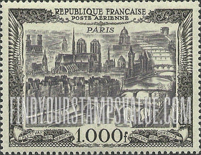 FindYourStampsValue: AIR POST - Air View of Paris