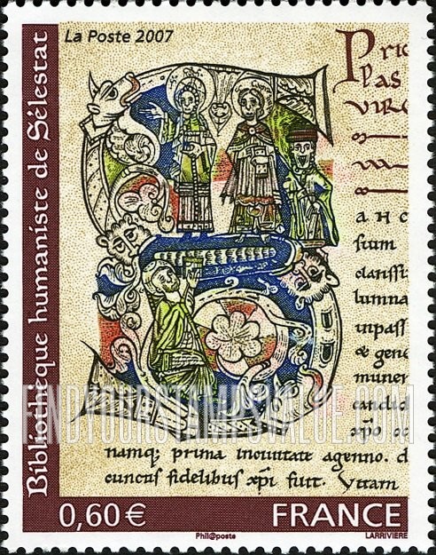 FindYourStampsValue: Art Issue: Book Illumination from S´élestat Library