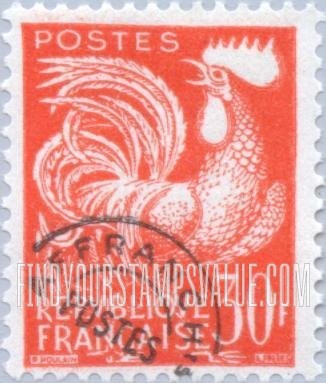 FindYourStampsValue: Gallic Cock: Gallic Cock Type of 1954