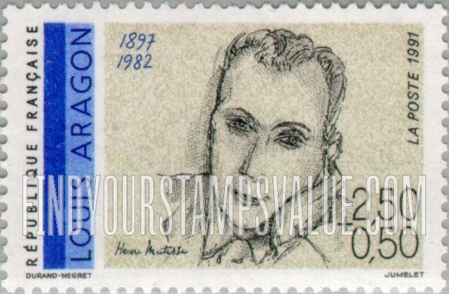 FindYourStampsValue: SEMI-POSTAL - Poets: Louis Aragon (1897-1982)