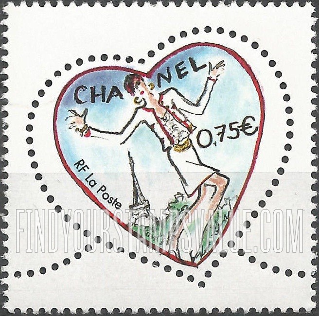 FindYourStampsValue: Hearts: Woman, Eiffel Tower