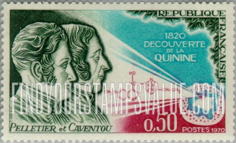 FindYourStampsValue: Pierre Joseph Pelletier, Joseph Bienaimé Caventou, Quinine Formula and Cell
