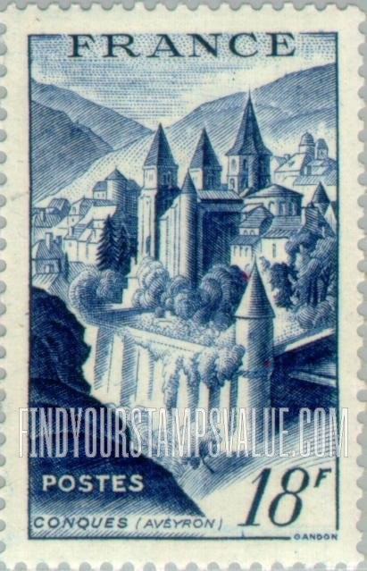 FindYourStampsValue: View of Conques: Types of 1946-47