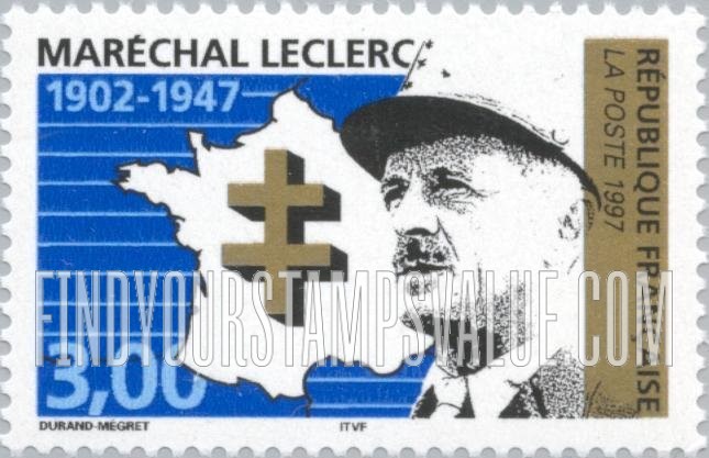 FindYourStampsValue: Marshal Jacques Leclerc (Philippe de Haute Cloque) (1902-47)
