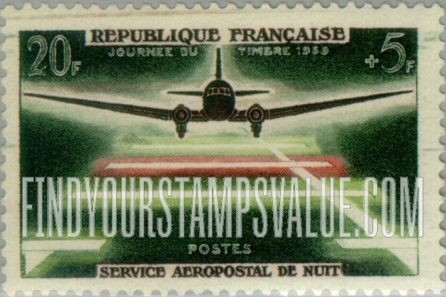 FindYourStampsValue: SEMI-POSTAL - Plane Landing at Night