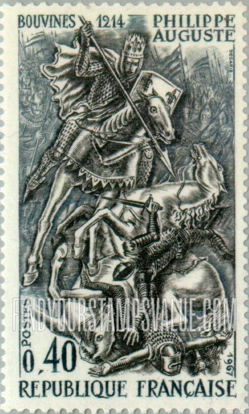 FindYourStampsValue: King Philip II (Philip Augustus) at Battle of Bouvines