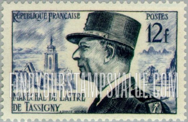 FindYourStampsValue: Marshal Jean de Lattre de Tassigny, 1890-1952: De Lattre Type of 1952