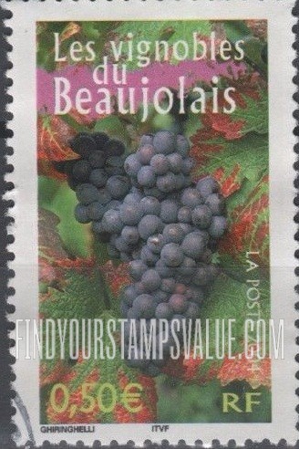 FindYourStampsValue: Aspects of Life in French Regions Type of 2003: Beaujolais grapes, vertical