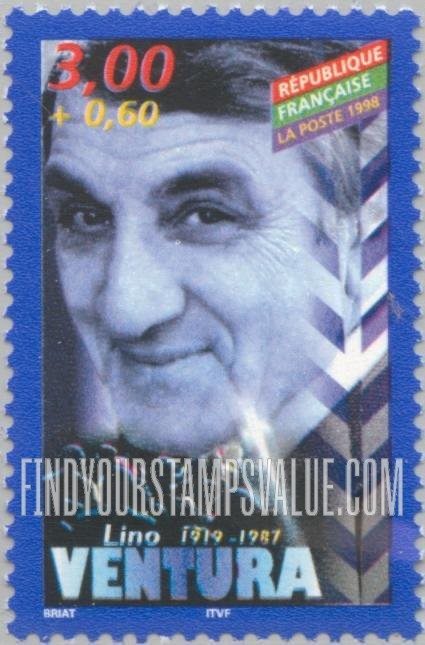 FindYourStampsValue: SEMI-POSTAL - Actors of the French Cinema: Lino Ventura (1919-87)