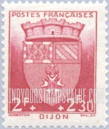 FindYourStampsValue: SEMI-POSTAL - Arms of Various Cities: Dijon