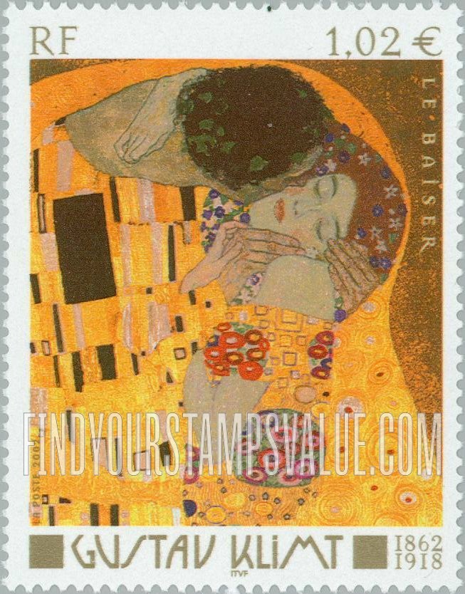 FindYourStampsValue: Art Series: The Kiss, by Gustav Klimt