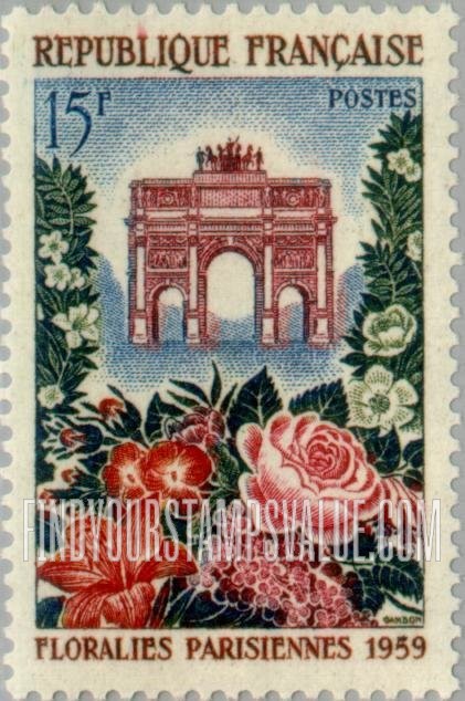 FindYourStampsValue: Arc de Triomphe and Flowers