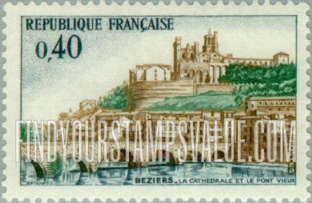 FindYourStampsValue: Cathedral and Pont Vieux, Beziers