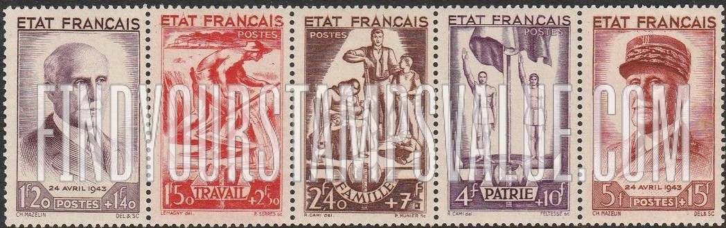 FindYourStampsValue: SEMI-POSTAL - Work, Family, State and Marshal Pétain