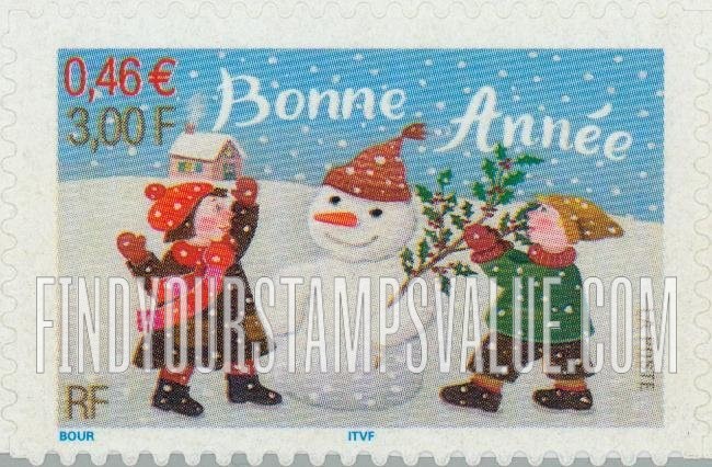 FindYourStampsValue: Holiday Greetings: Bonne Année (Happy New Year)