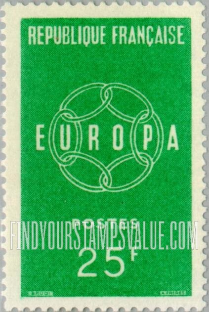 FindYourStampsValue: Europa Issue, 1959: Common Design Type