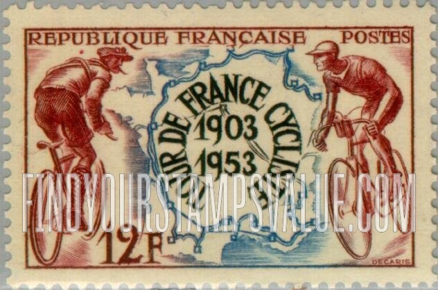 FindYourStampsValue: Map and Cyclists, 1903-1953