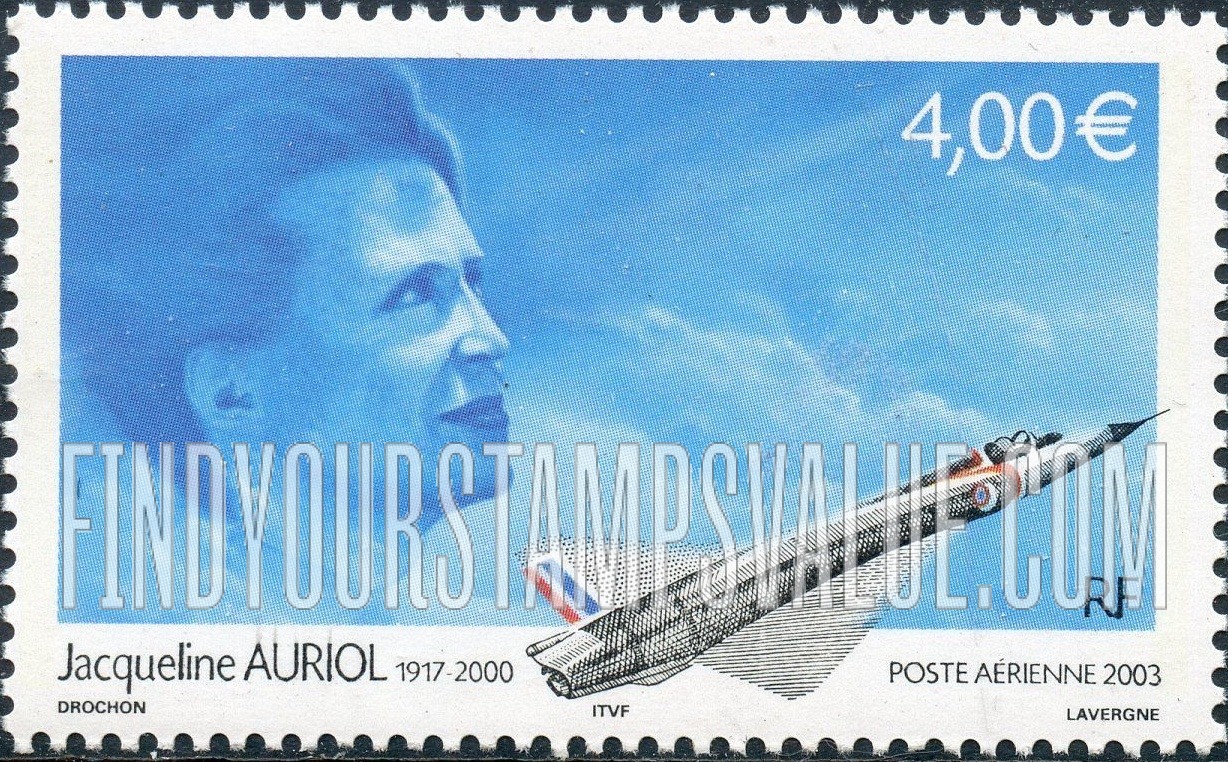 FindYourStampsValue: AIR POST - Jacqueline Auriol (1917-2000), Pilot, and Jet