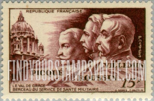 FindYourStampsValue: General Picqué, Cols. Roussin and Villemin; Val de Grace Dome