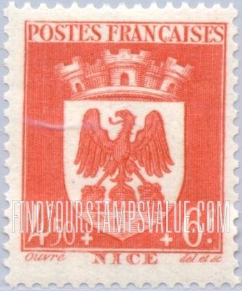 FindYourStampsValue: SEMI-POSTAL - Arms of Various Cities: Nice