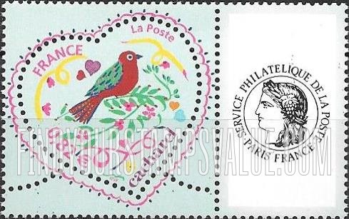 FindYourStampsValue: Hearts: Bird and flowers