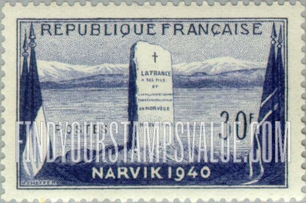 FindYourStampsValue: Flags and Monument at Narvik Norway