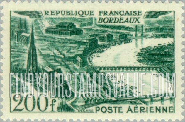 FindYourStampsValue: AIR POST - View of Bordeaux