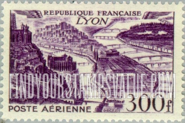 FindYourStampsValue: AIR POST - View of Lyon