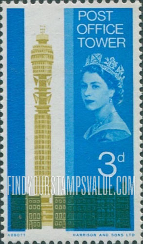FindYourStampsValue: Great Britain (United Kingdom): Post Office Tower and Georgian Buildings