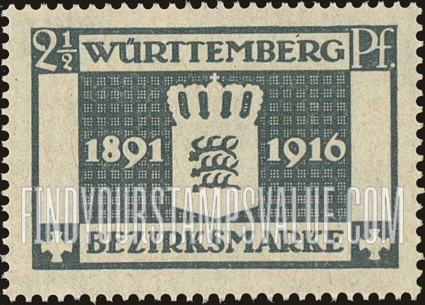 FindYourStampsValue: WURTTEMBERG OFFICIAL - 25 Year Jubilee