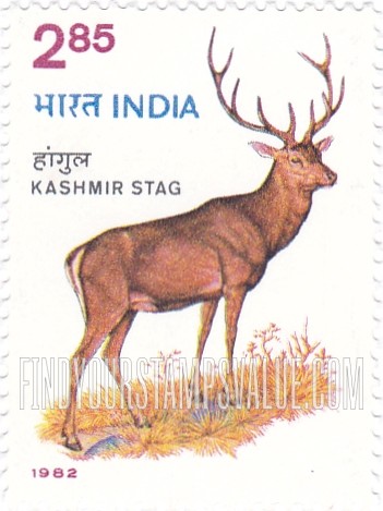 FindYourStampsValue: Republic of India: Kashmir stag - भारत गणराज्य: कश्मीरी हंगुल