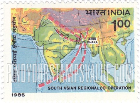 FindYourStampsValue: Republic of India: Map of South Asia - भारत गणराज्य: दक्षिण एशिया का मानचित्र