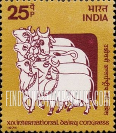 FindYourStampsValue: Republic of India: Cows (Handpainted Rajasthan cloth) - भारत गणराज्य: गायें (राजस्थानी चित्रकला)