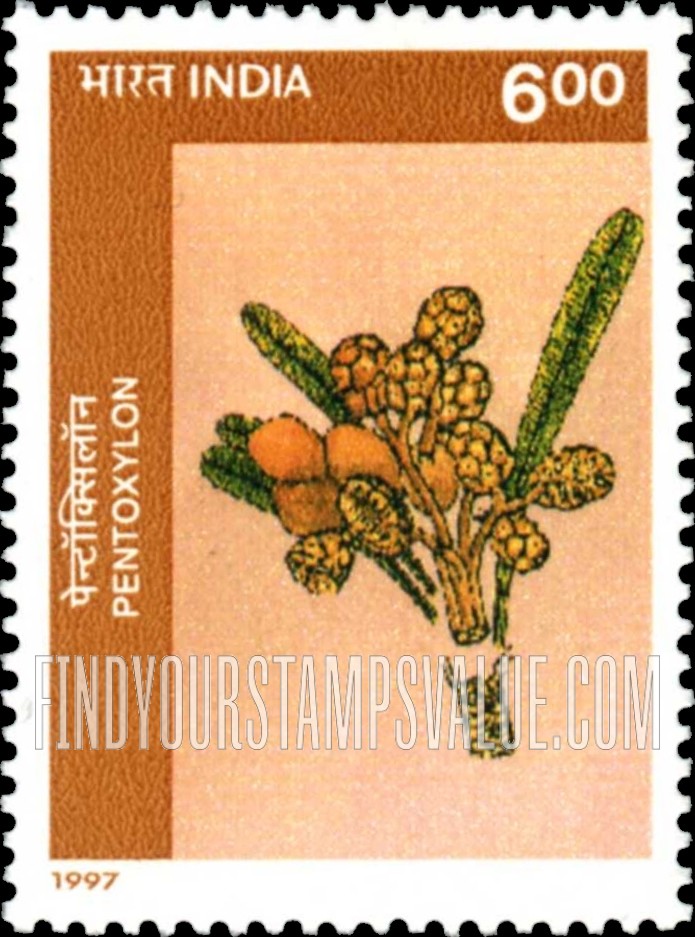 FindYourStampsValue: Republic of India: Pentoxylon - भारत गणराज्य: पेन्टॉक्सिलॉन