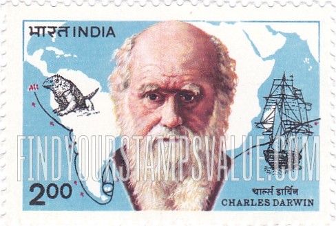 FindYourStampsValue: Republic of India: Charles Darwin - भारत गणराज्य: चार्ल्स डार्विन