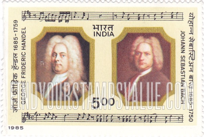 FindYourStampsValue: Republic of India: Handel and Bach - भारत गणराज्य: हॅन्डल और बाख़