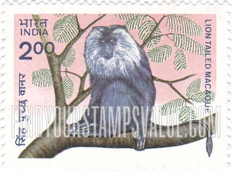 FindYourStampsValue: Republic of India: Lion-tailed macaque - भारत गणराज्य: सिंह पुच्छ वानर