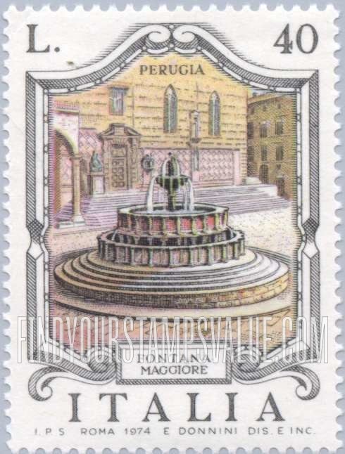 FindYourStampsValue: Fountain Type of 1973: Fontana Maggiore, Perugia