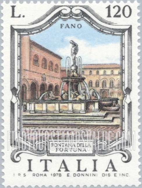 FindYourStampsValue: Fountain Type of 1973: Fortuna Fountain, Fano
