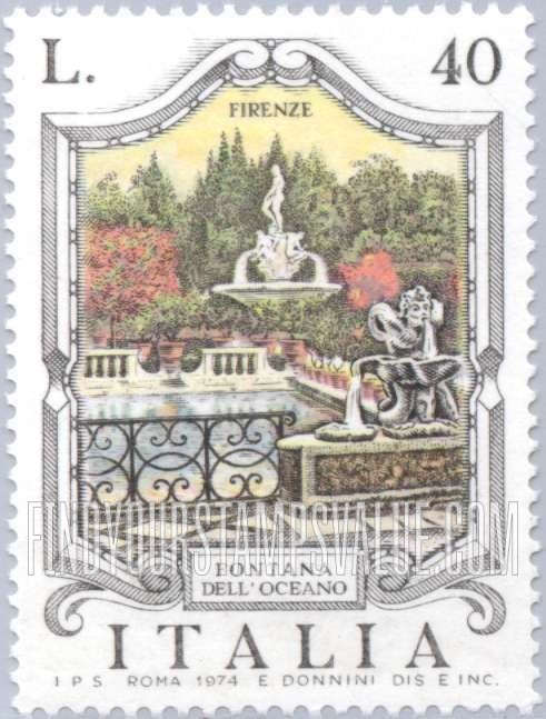 FindYourStampsValue: Fountain Type of 1973: Oceanus Fountain, Florence