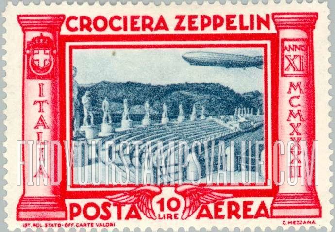 FindYourStampsValue: AIR POST - Graf Zeppelin Issue: Stadium of Mussolini