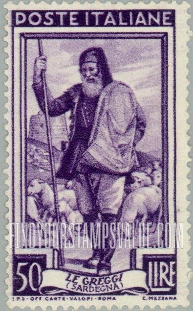 FindYourStampsValue: Blacksmith, Aosta Valley: Italy at Work Type of 1950