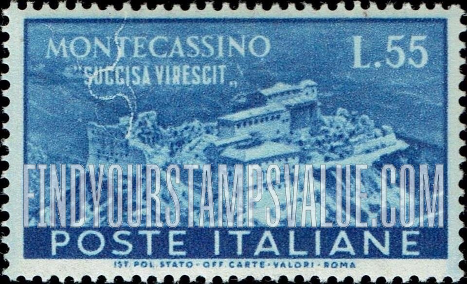 FindYourStampsValue: Reconstructed Abbey of Montecassino