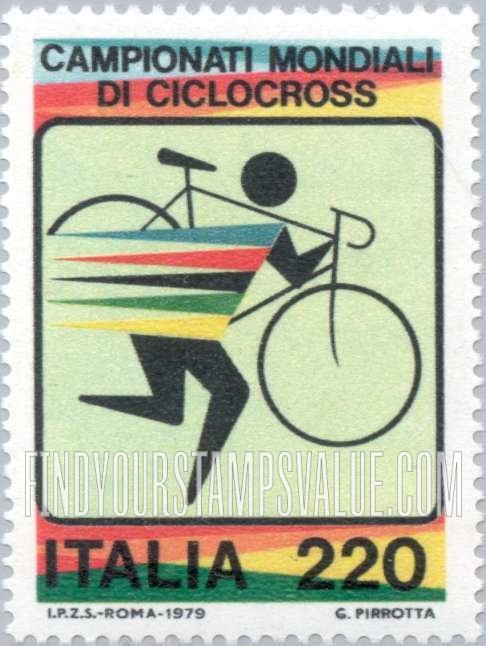 FindYourStampsValue: Bicyclist Carrying Bike