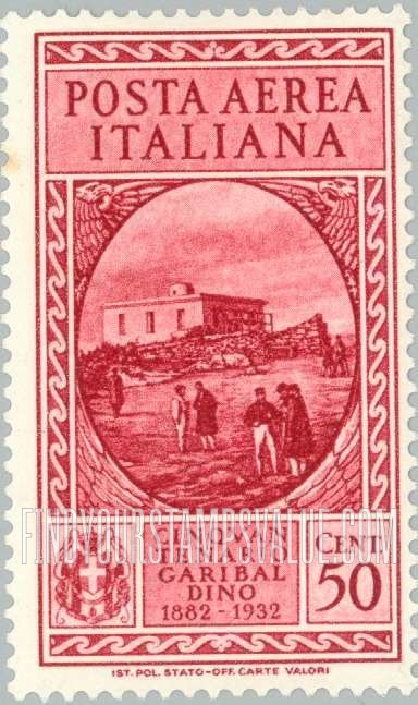 FindYourStampsValue: AIR POST - Garibaldi’s home at Caprera