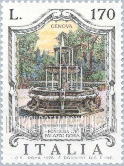 FindYourStampsValue: Fountain Type of 1973: Silvio Cosini Fountain, Palazzo Doria, Genoa