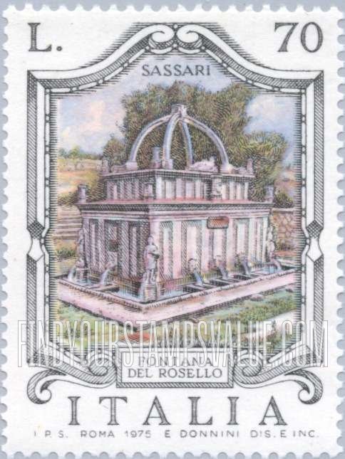 FindYourStampsValue: Fountain Type of 1973: Rosello Fountain, Sassari