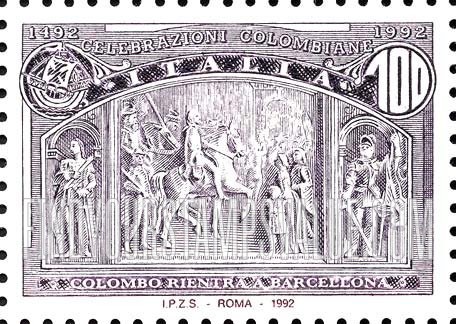 FindYourStampsValue: Voyages of Columbus: Welcomed at Barcelona